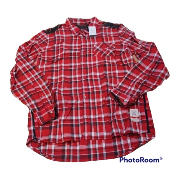 Buffalo by David Bitton Men's Western Red Plaid Shirt Zipper Sides XL/TG… - Picture 1 of 14